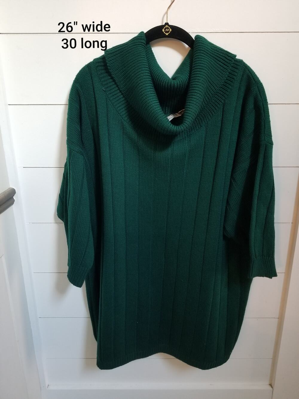 Vintage Stefano Green Over Sized Turtleneck Tunic Sweater